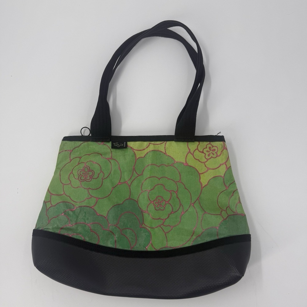 Tutila Green Floral Tote Bag Large Shoulder Water Resistant Base USA